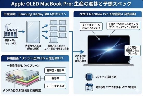 次期MacBook Pro向け有機ELディスプレイの生産開始！
