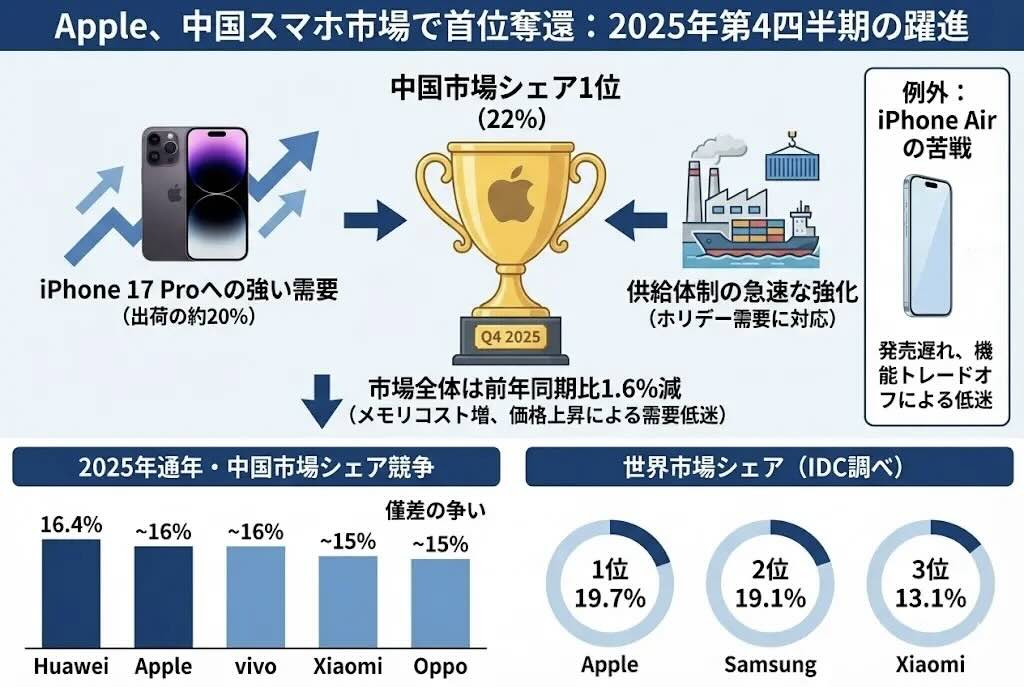 iPhone、中国スマホ市場で息を吹き返す