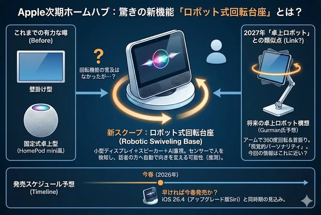 アップル、次期ホームハブに「回転台座」を導入？