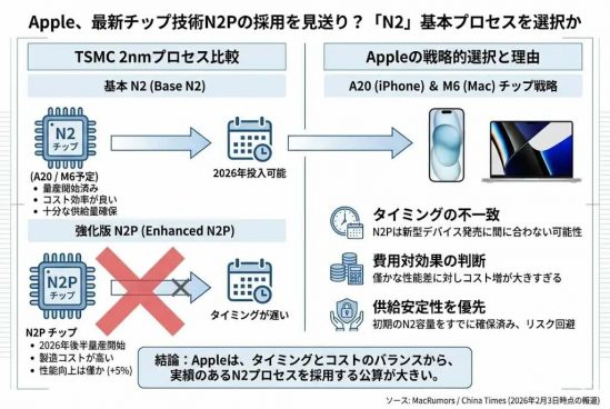 次期iPhoneとMacBook Pro、最新チップ技術「N2P」の導入を見送り？