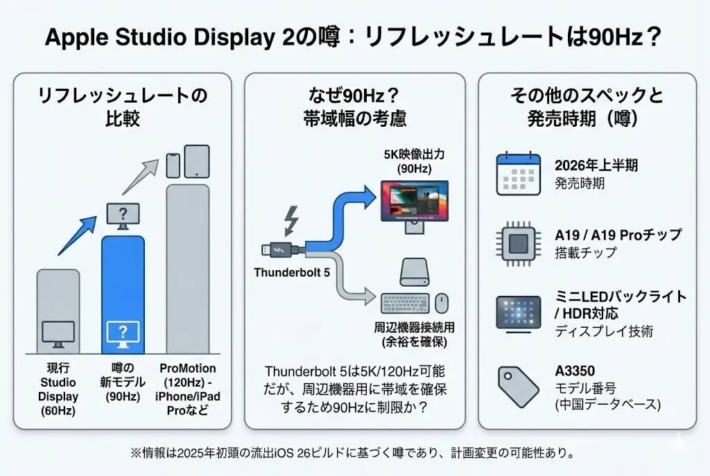 次期Studio Display、リフレッシュレートは90Hzになる可能性高まる
