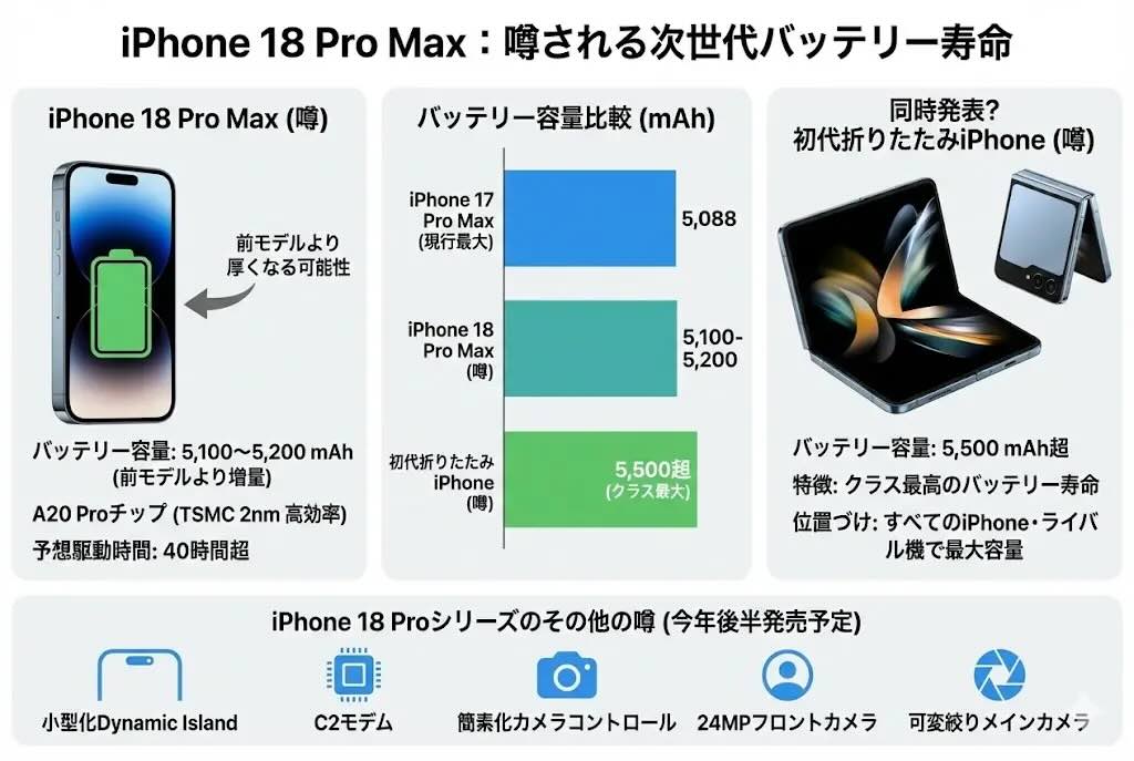 最大5200mAh？ 次期iPhone 18 Pro Max、バッテリー増量の可能性浮上