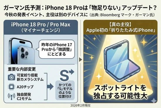 次期iPhone 18 Proはマイナーアップデート？ やはり2026年の主役は…