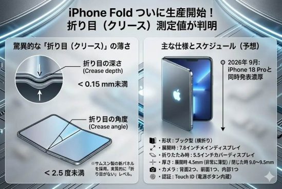 折りたたみiPhone、折り目の測定値が判明！