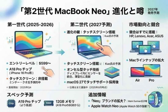 次はタッチスクリーン搭載？ 新入りMacBook Neoに早くも進化の噂