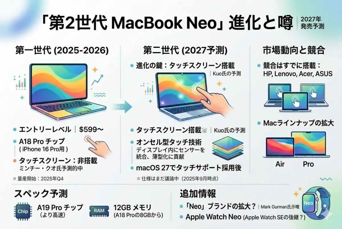 次はタッチスクリーン搭載？ 新入りMacBook Neoに早くも進化の噂