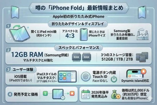 折りたたみiPhone、iPad風インターフェイスの導入でマルチタスクに対応？