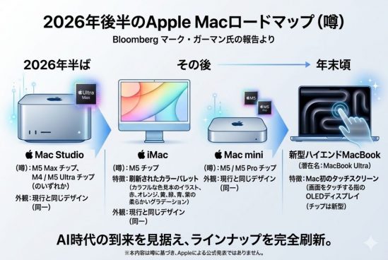 2026年のMacロードマップが判明？ Mac StudioからiMacまで一挙刷新か