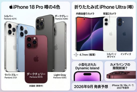 iPhone 18 Proは4色展開に？ 注目はダークチェリーだけど変更の可能性も