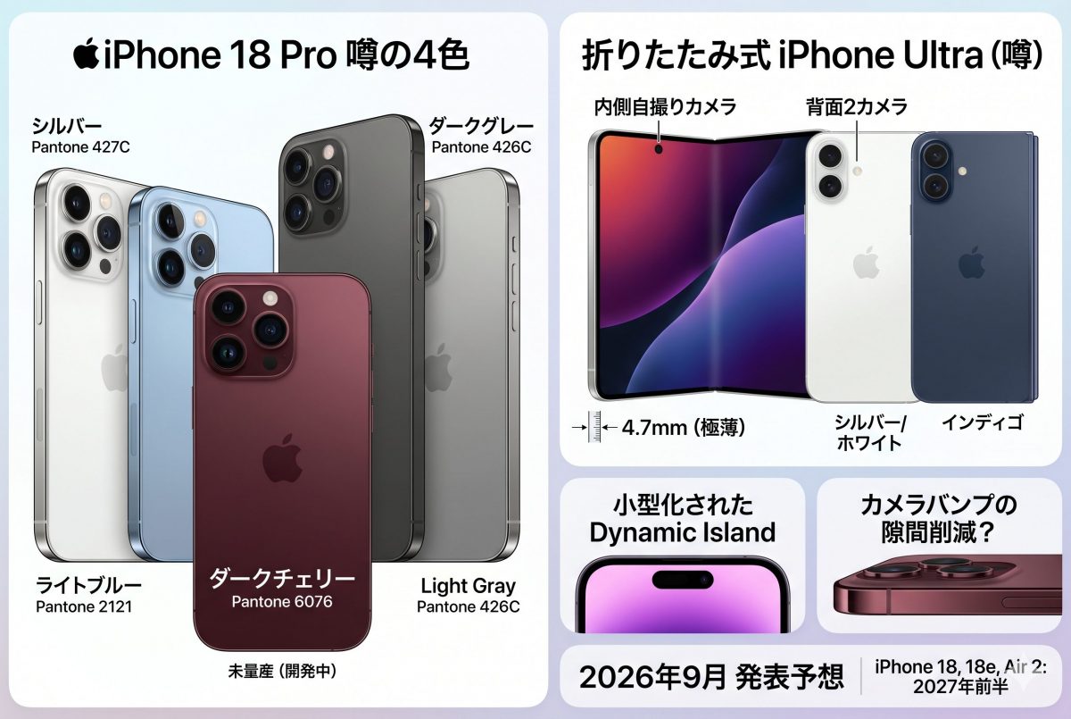 iPhone 18 Proは4色展開に？ 注目はダークチェリーだけど変更の可能性も