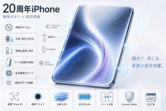 20周年iPhone、ついにソリッドステート式ボタンを搭載？