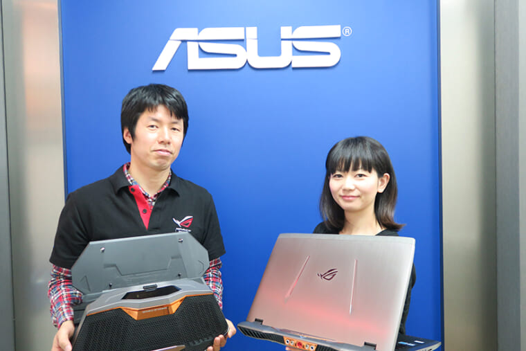 ↑ASUS JAPAN システムビジネス部　プロダクトマネージメント　テクニカルプロダクトシニアマネージャーの　西康宏さん（左）と、同マーケティング部　システムプロダクトマーケティング　シニアマーケティングスペシャリスト　福島美穂さん（右）