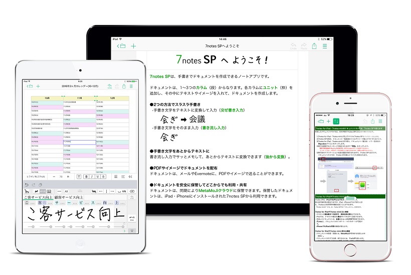 8日まで無料 手書き入力や漢字変換もできる Iphone Ipad向けノートアプリ 7notes Sp Getnavi Web ゲットナビ