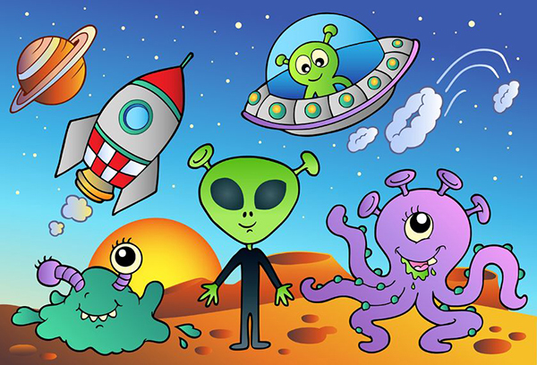 8528708 - various alien and space cartoons - vector illustration.