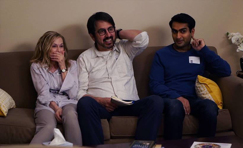 From L to R: Holly Hunter as "Beth," Ray Romano as "Terry" and Kumail Nanjiani as "Kumail" in THE BIG SICK. Photo by Nicole Rivelli.