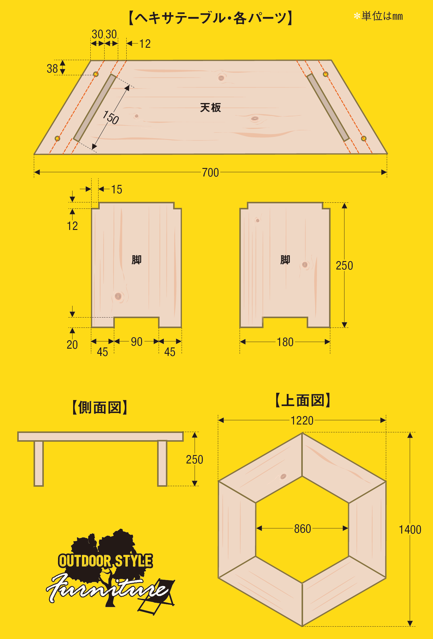 DIYでキャンプ家具を作ろう【２】焚き火用ヘキサテーブル