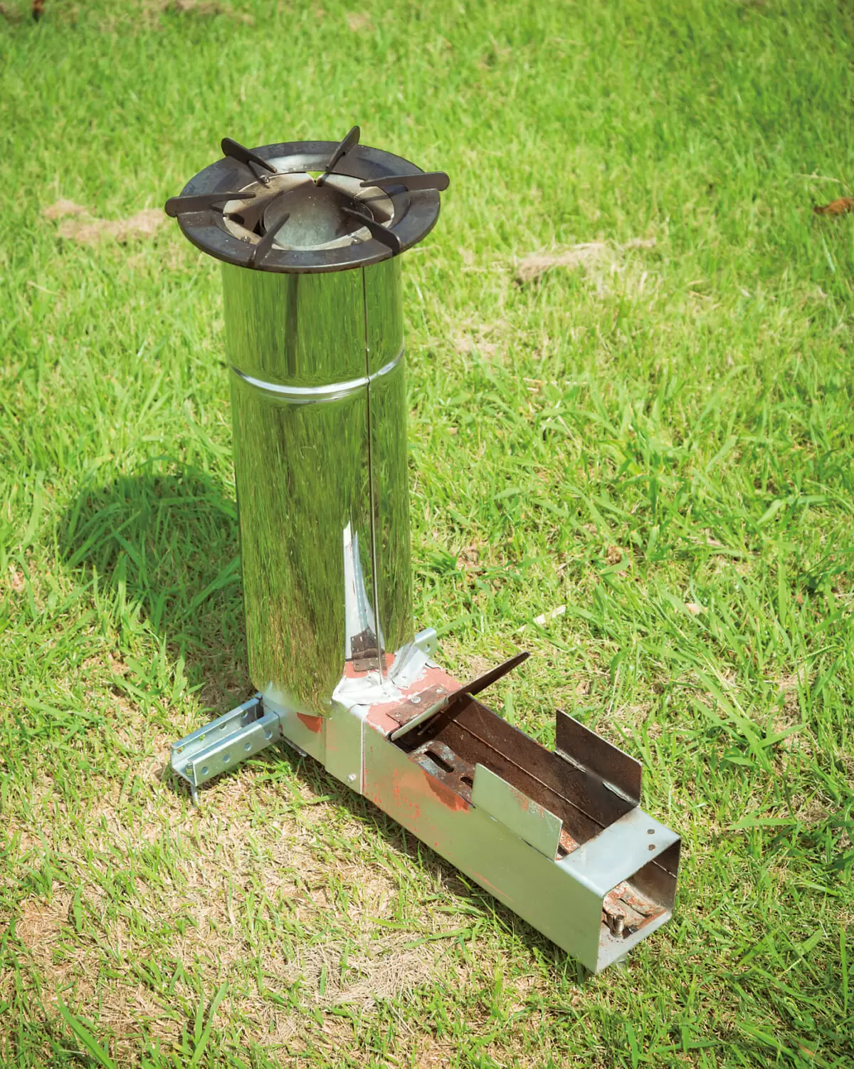組立式ロケットストーブ 焚き火台 100㎜角パイプ使用のハンドメイド品 