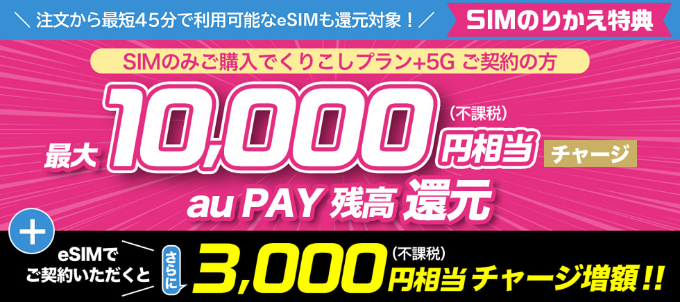 SIMのみ購入+くりこしプランキャンペーン