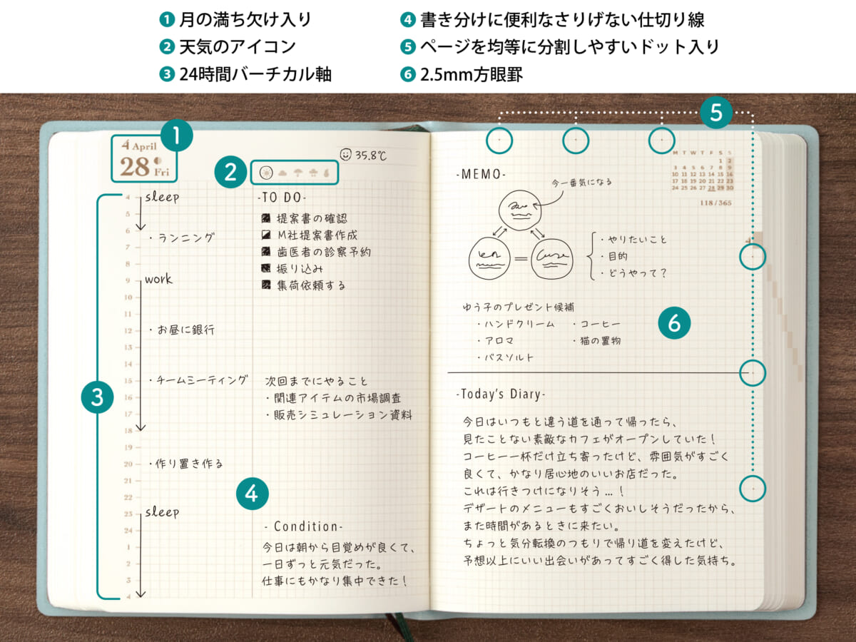 文房具：“1日2ページ”で日々の記録を存分に楽しめる！ 手帳「hibino 