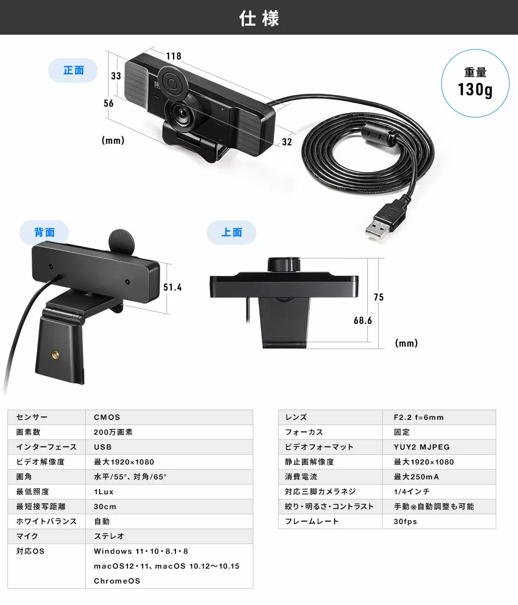 逆光でも顔を明るく！ サンワサプライが調整機能付きWebカメラを発売