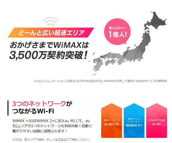 WiMAXのエリア