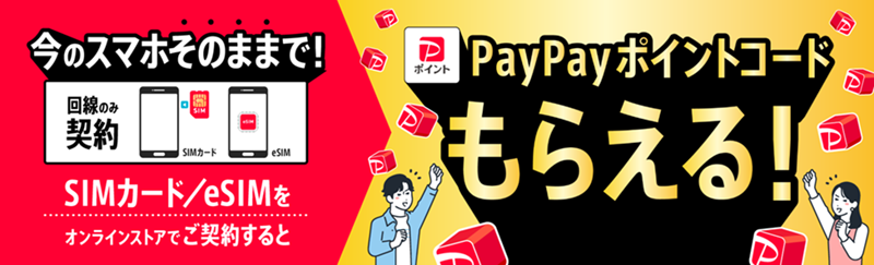 eSIMご契約でPayPayポイントプレゼント！_ワイモバイル